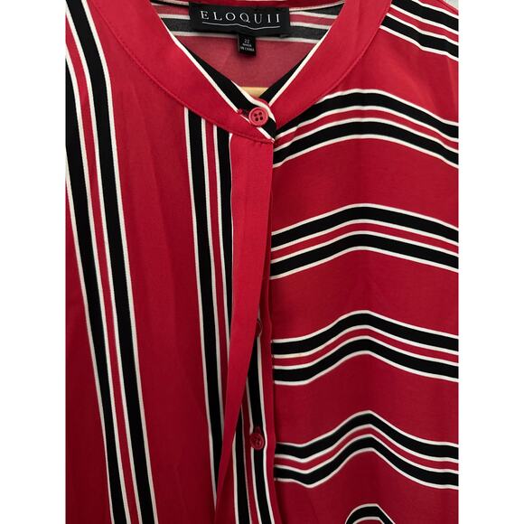 Eloquii Plus Striped Long Tie Cuff Sleeve Stripe Dress Red Black Size 22 - Picture 5 of 9